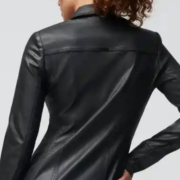 WHBM CONVERTIBLE Dress LAST ONE! Jacket Coat Shacket Long Sleeve Coated Denim - Picture 7 of 7